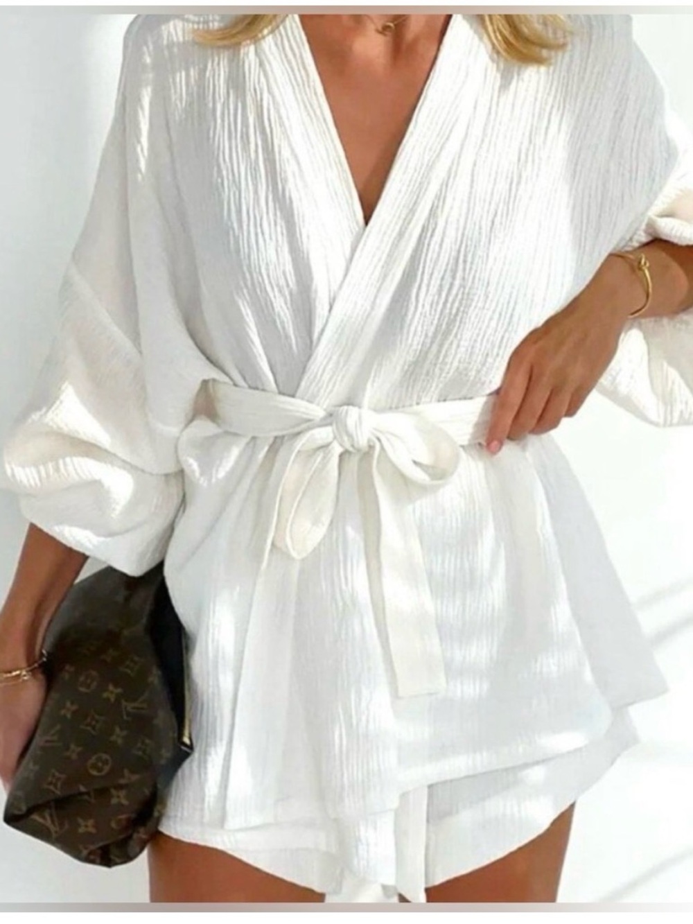 NWT Commense White Wrap Top Medium